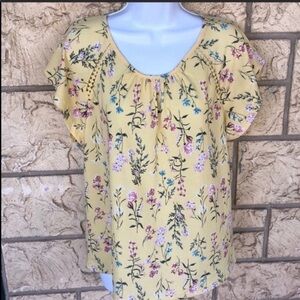 Massini Floral yellow tunic top Flow Size Small